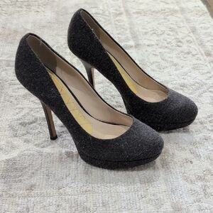 Joan & David Flipp Grey Flannel Stiletto Platform Pump - 6.5